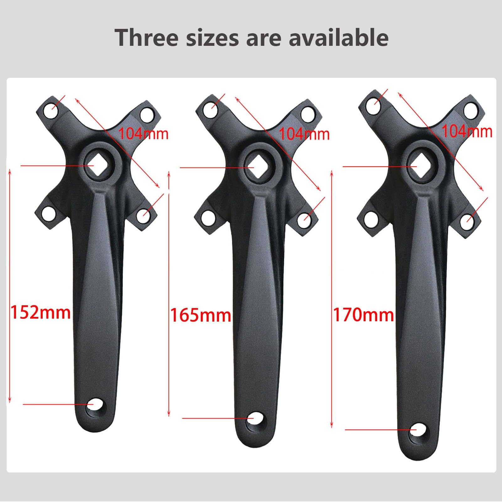 Amazon.co.jp: 152/165/170mm MTBクランクセット 104BCD スクエア